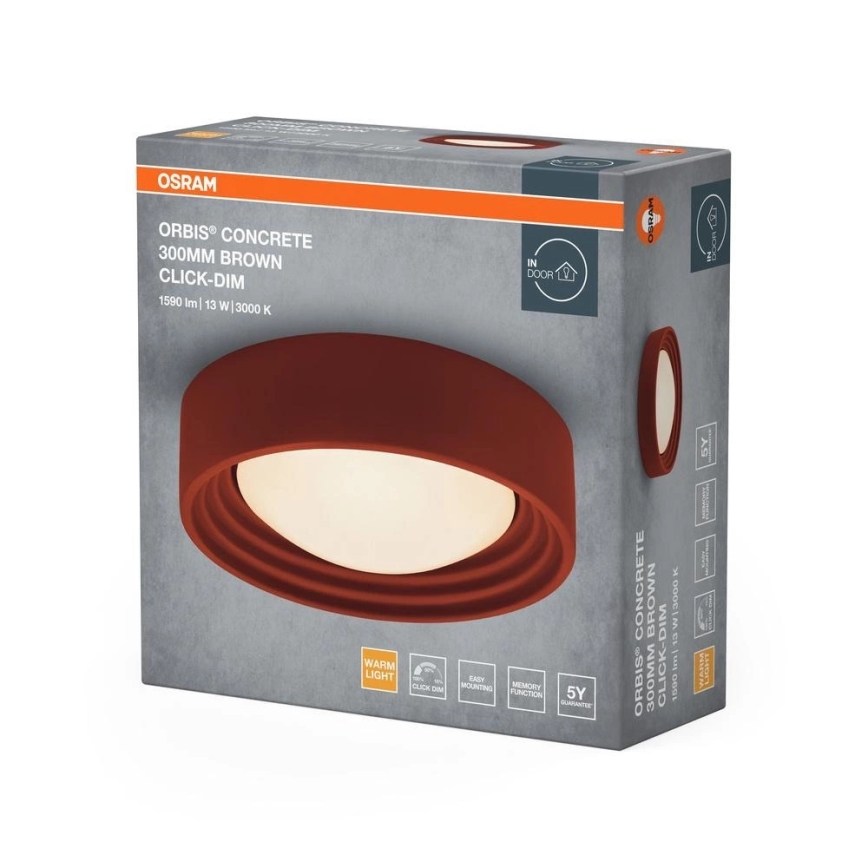 Osram - dimbare LED-plafondlamp ORBIS CONCRETE LED/13W/230V Ø 30 cm bruin/beton