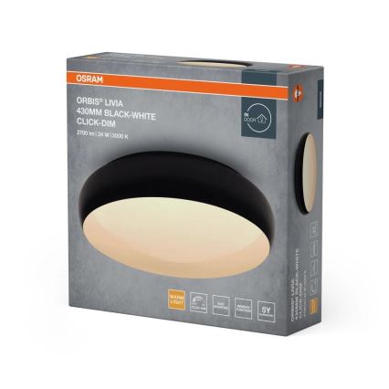 Osram - Dimbare LED-plafondlamp ORBIS LIVIA LED/24W/230V Ø 43 cm zwart/wit