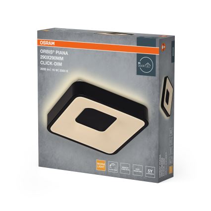 Osram - Dimbare LED-plafondlamp ORBIS PIANA LED/16W/230V 29x29 cm zwart