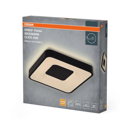 Osram - Dimbare LED-plafondlamp ORBIS PIANA LED/24W/230V 38x38 cm zwart