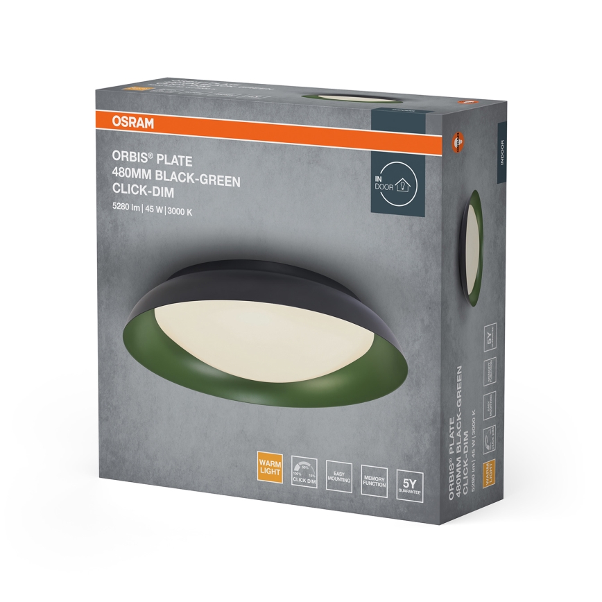 Osram - Dimbare LED-plafondlamp ORBIS PLATE LED/45W/230V Ø 48 cm groen/zwart