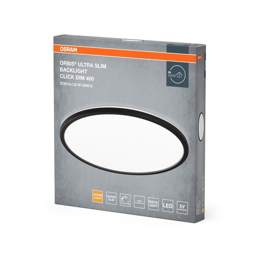 Osram - Dimbare LED-plafondlamp ORBIS ULTRA SLIM LED/22W/230V 3000K Ø 40 cm zwart