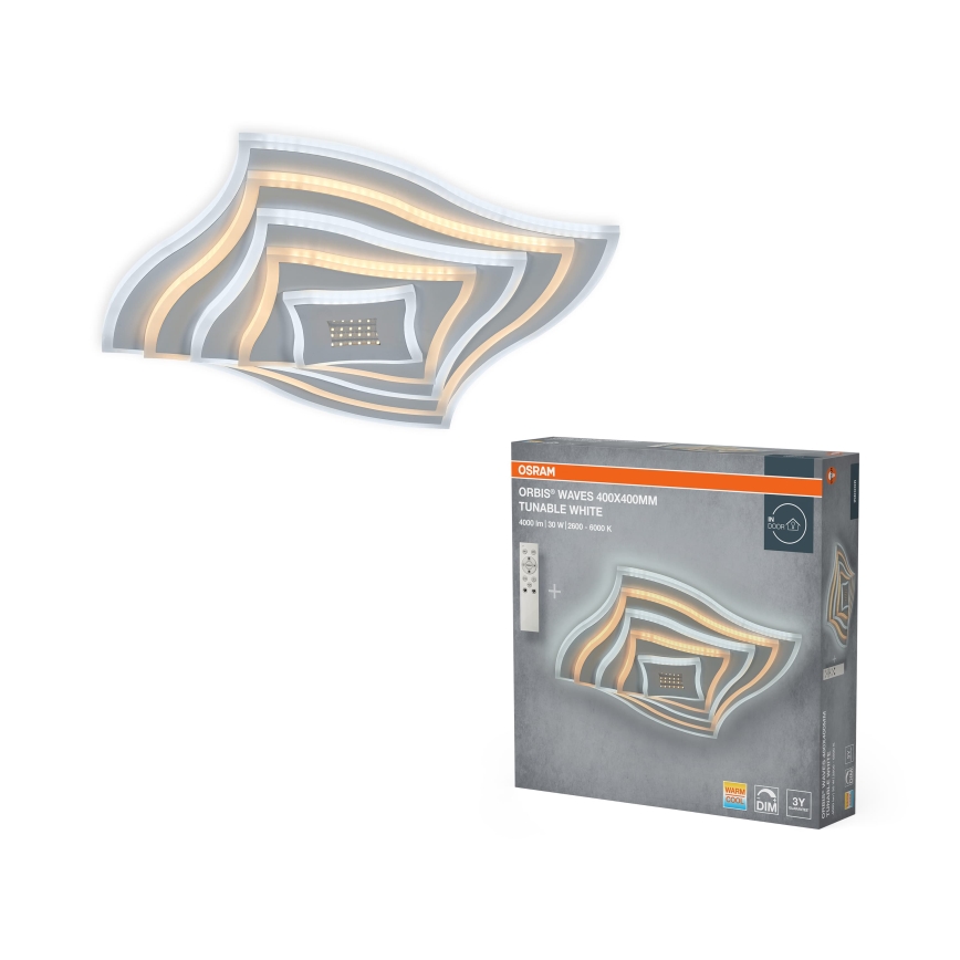 Osram - Dimbare LED-plafondlamp ORBIS WAVES LED/30W/230V 2600-6000K 40x40 cm wit + afstandsbediening