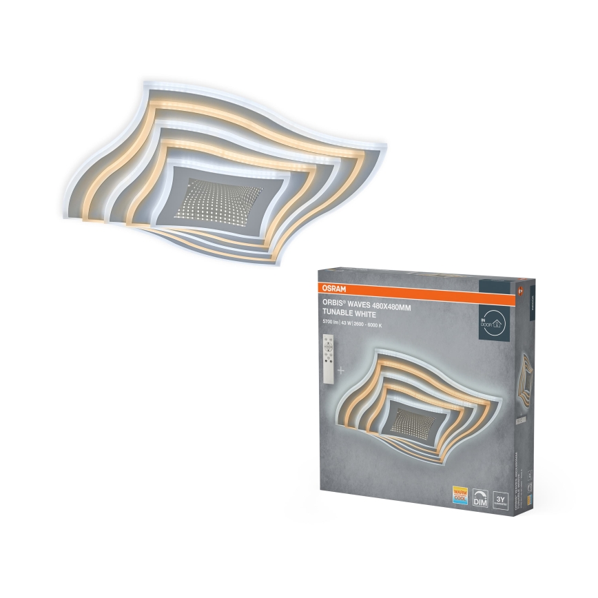 Osram - dimbare LED-plafondlamp ORBIS WAVES LED/43W/230V 2600-6000K 48x48 cm wit + afstandsbediening