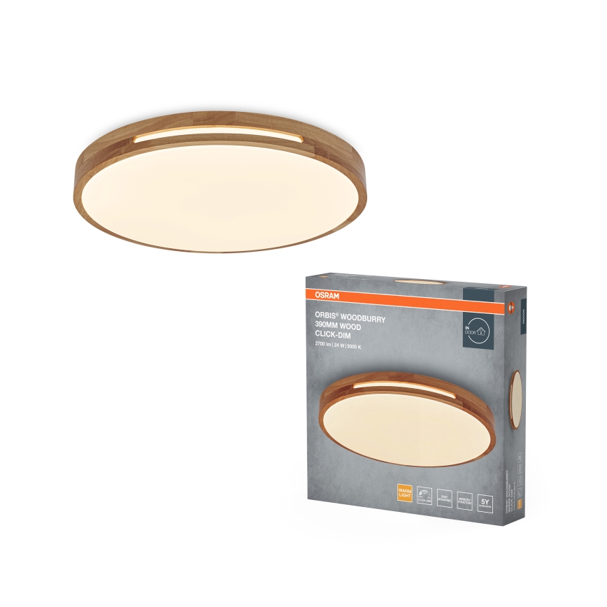 Osram - Dimbare LED-plafondlamp ORBIS WOODBURRY LED/24W/230V Ø 39 cm beige