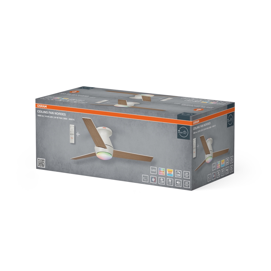 Osram - LED RGB dimbare plafondventilator NORDES LED/18W/230V 3000-6500K + afstandsbediening