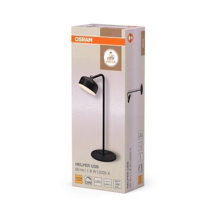 Osram - dimbare oplaadbare LED-bureaulamp 3-in-1 DECOR HELPER LED/1,8W/5V zwart