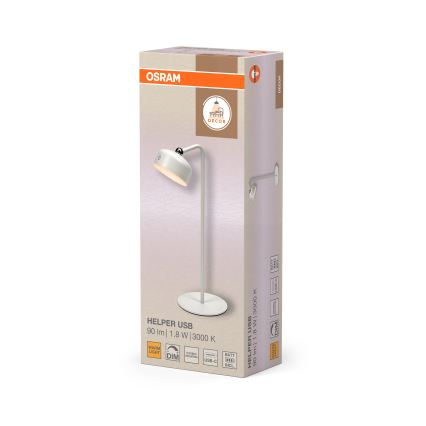 Osram - Dimbare oplaadbare tafellamp 3-in-1 DECOR HELPER LED/1,8W/5V wit
