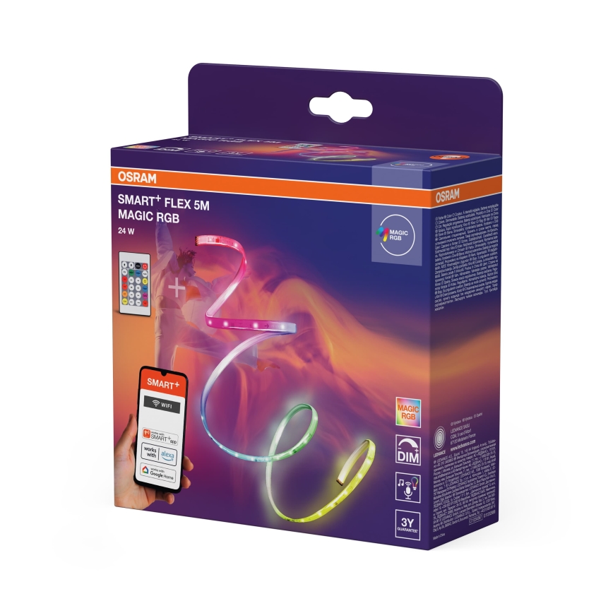 Osram - dimbare RGB LED-strip SMART+ MAGIC FLEX 5m LED/24W/230V Wi-Fi + afstandsbediening