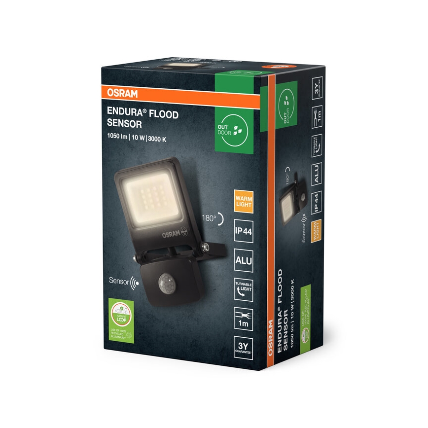 Osram - ENDURA LED-schijnwerper met sensor, 10W/230V, 3000K, IP44