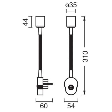 Osram - Flexibele wandlamp PLUG TUBE FLEX 1xGU10/5W/230V zwart