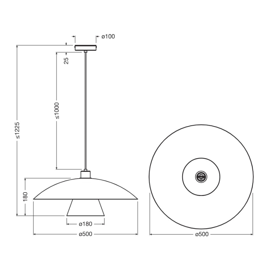 Osram - Hanglamp aan kabel DECOR FLYING MUSHROOM 1xE27/25W/230V Ø 50 cm zwart