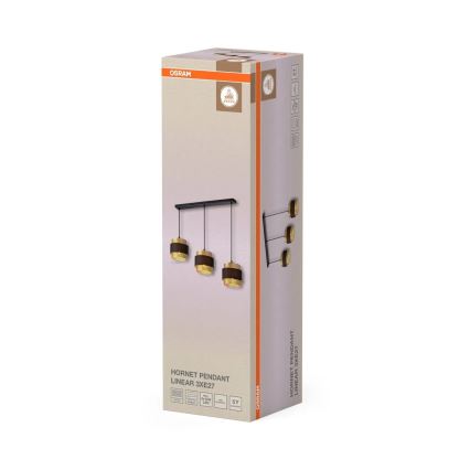 Osram - Hanglamp aan kabel DECOR HORNET 3x E27/10W/230V zwart/goud