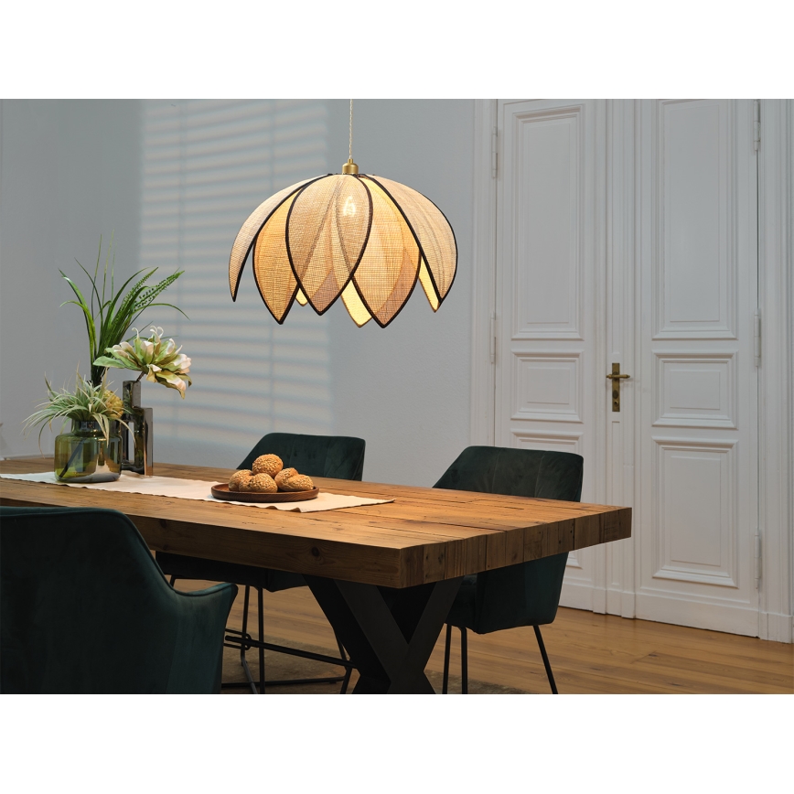Osram - Hanglamp aan kabel DECOR RATTAN 1xE27/15W/230V Ø 67 cm beige/zwart