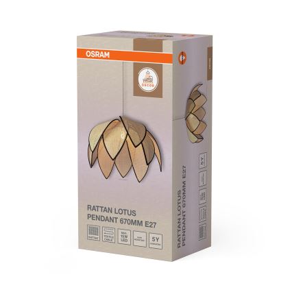 Osram - Hanglamp aan kabel DECOR RATTAN 1xE27/15W/230V Ø 67 cm beige/zwart