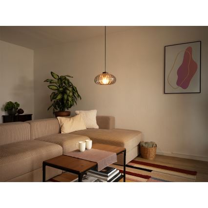 Osram - Hanglamp aan kabel DECOR SMOKE 1xE27/12W/230V Ø 28 cm zwart/rookgrijs