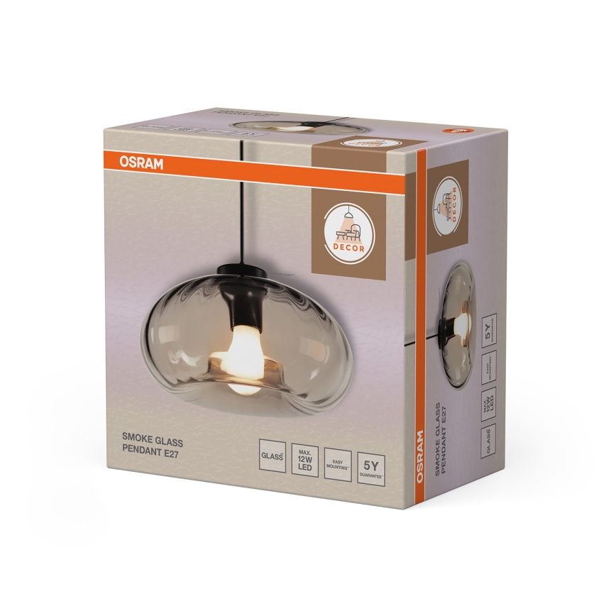 Osram - Hanglamp aan kabel DECOR SMOKE 1xE27/12W/230V Ø 28 cm zwart/rookgrijs
