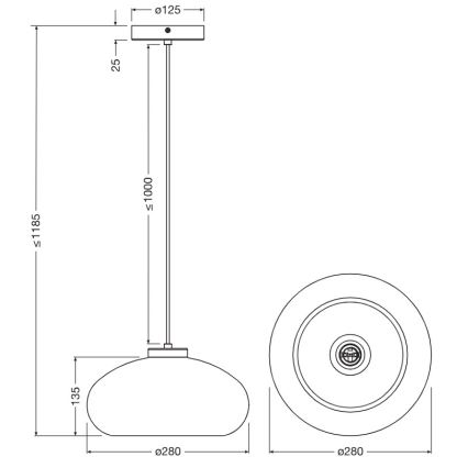 Osram - Hanglamp aan kabel DECOR SMOKE 1xE27/12W/230V Ø 28 cm zwart/rookgrijs