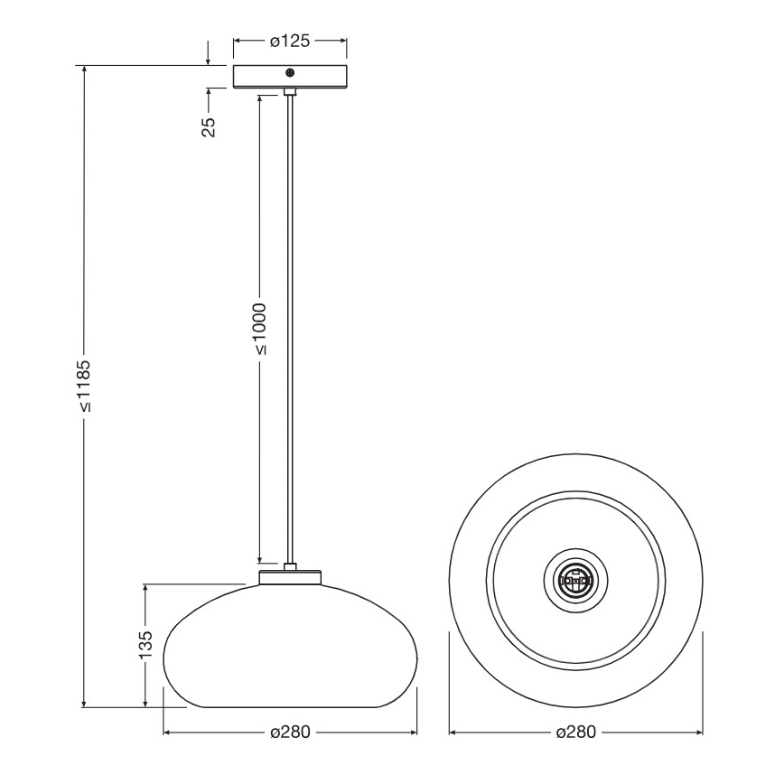 Osram - Hanglamp aan kabel DECOR SMOKE 1xE27/12W/230V Ø 28 cm zwart/rookgrijs