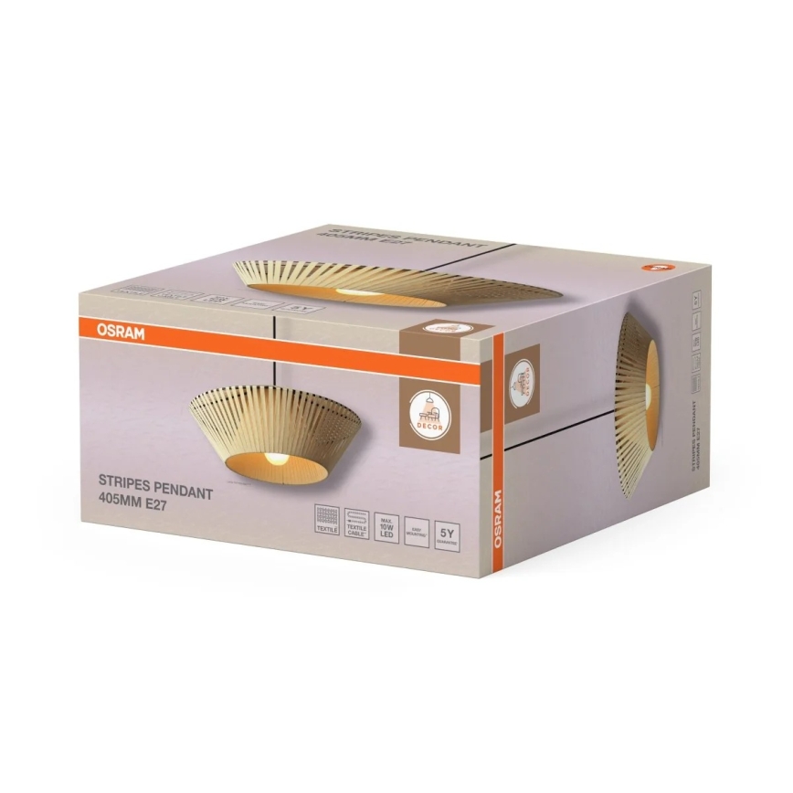 Osram - Hanglamp aan kabel DECOR STRIPES 1xE27/10W/230V Ø 40,5 cm beige