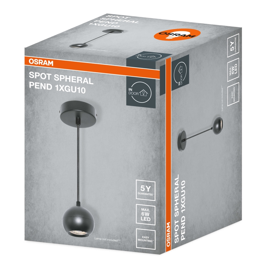 Osram - Hanglamp aan kabel SPOT SPHERAL 1xGU10/6W/230V zwart