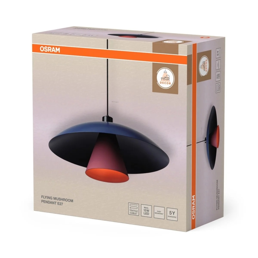 Osram - Hanglamp met kabel DECOR FLYING MUSHROOM 1xE27/25W/230V Ø 50 cm blauw