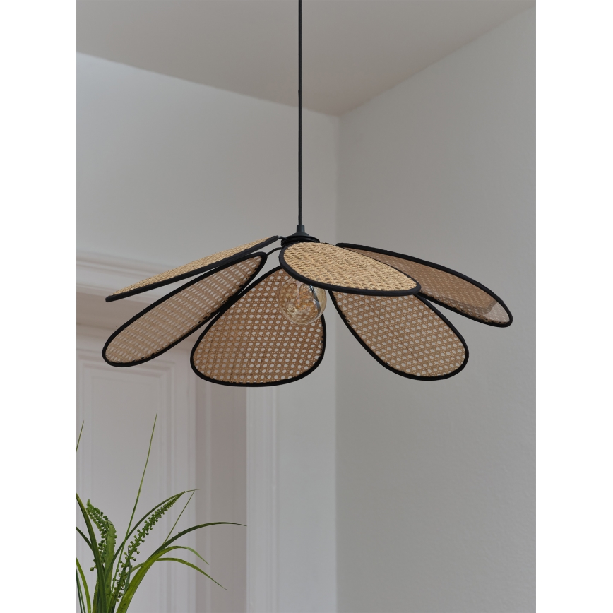Osram - Hanglamp met kabel DECOR RATTAN 1xE27/15W/230V Ø 69 cm beige/zwart