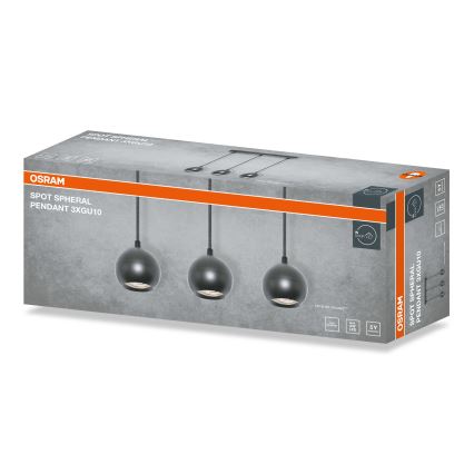 Osram - Hanglamp met kabel SPOT SPHERAL 3xGU10/6W/230V zwart