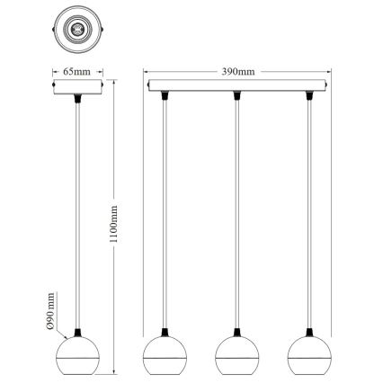 Osram - Hanglamp met kabel SPOT SPHERAL 3xGU10/6W/230V zwart