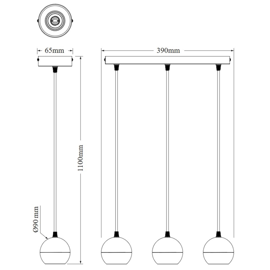 Osram - Hanglamp met kabel SPOT SPHERAL 3xGU10/6W/230V zwart