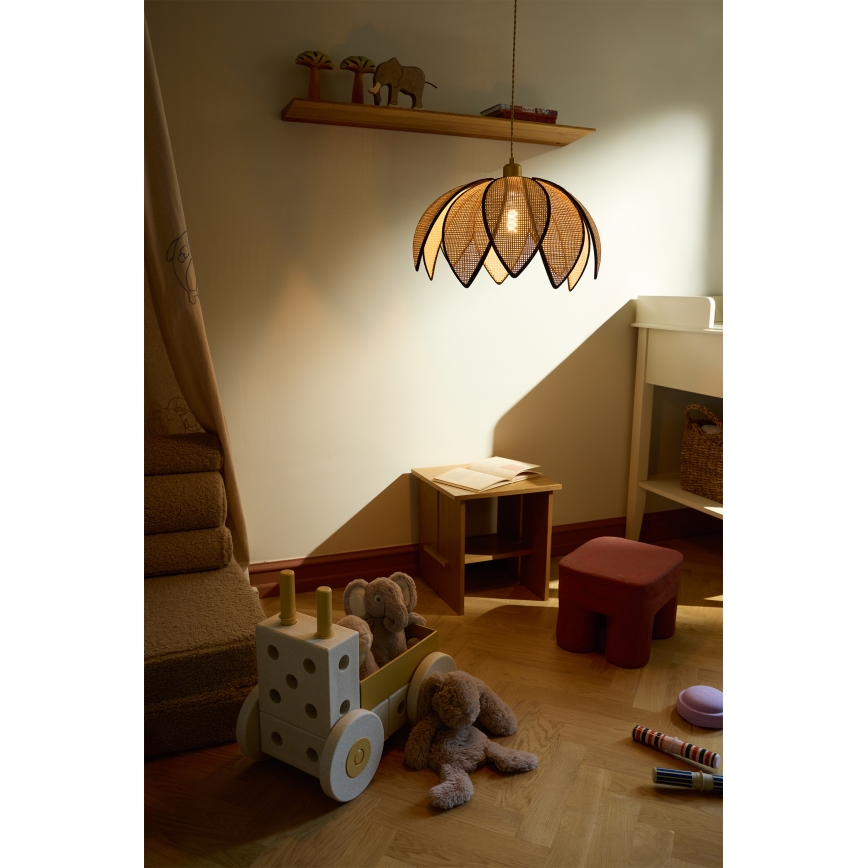 Osram - Hanglamp met snoer DECOR ROTAN 1xE27/15W/230V Ø 48 cm beige/zwart
