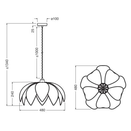 Osram - Hanglamp met snoer DECOR ROTAN 1xE27/15W/230V Ø 48 cm beige/zwart
