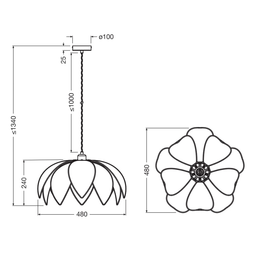 Osram - Hanglamp met snoer DECOR ROTAN 1xE27/15W/230V Ø 48 cm beige/zwart
