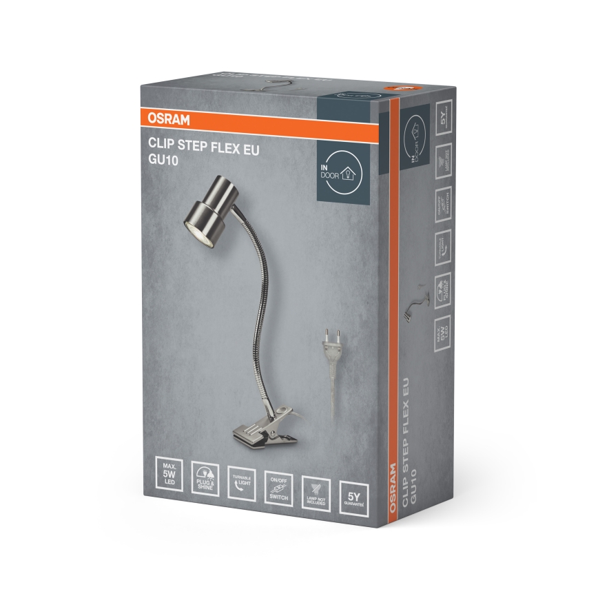 Osram - Klemlamp CLIP STEP FLEX 1xGU10/5W/230V mat chroom