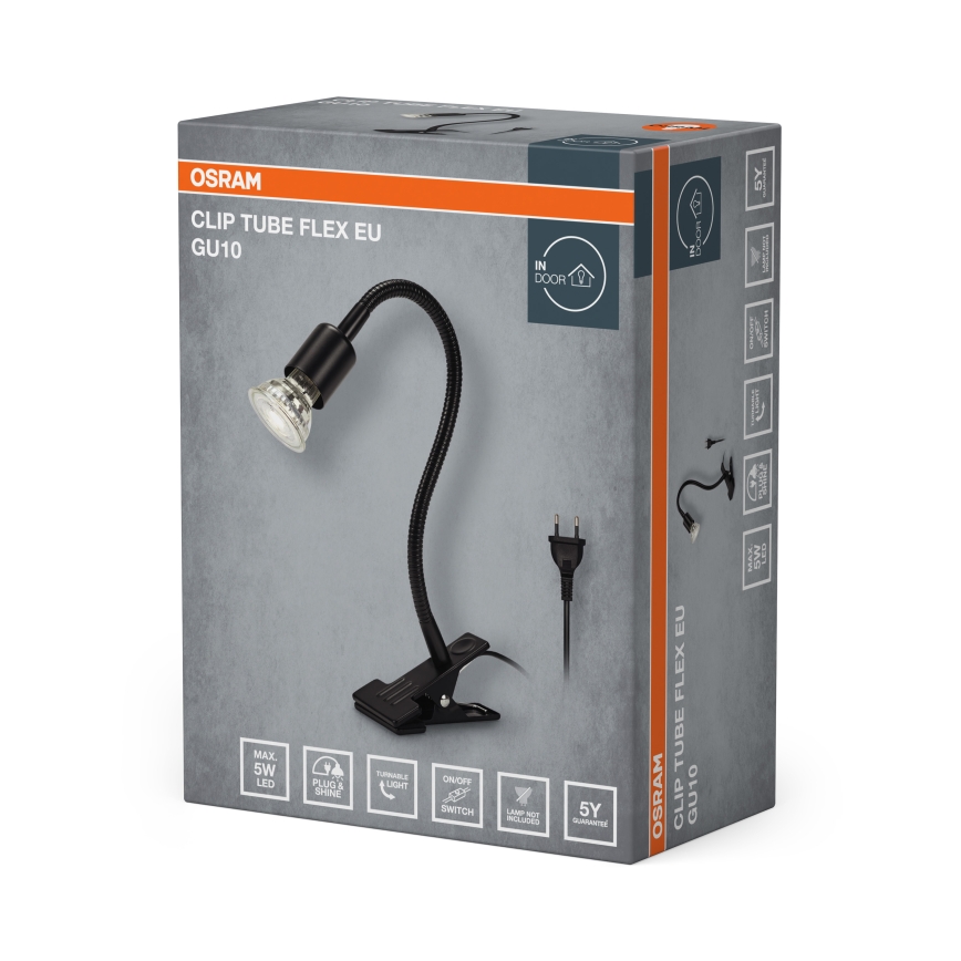 Osram - Klemlamp CLIP TUBE FLEX 1xGU10/5W/230V zwart