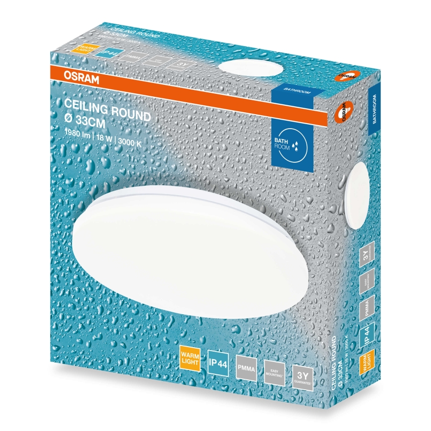 Osram - LED plafondlamp voor badkamer CEILING ROUND LED/18W/230V 3000K Ø 33 cm IP44 wit