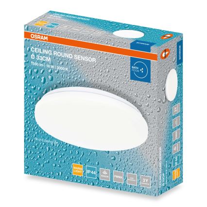 Osram - LED-plafondlamp voor de badkamer met schemersensor CEILING ROUND LED/18W/230V 3000K Ø 33 cm IP44 wit