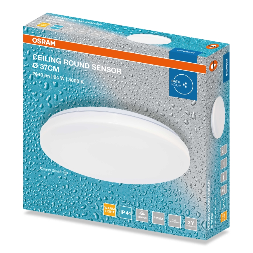 Osram - LED plafondlamp voor de badkamer met schemersensor CEILING ROUND LED/24W/230V 3000K Ø37 cm IP44 wit
