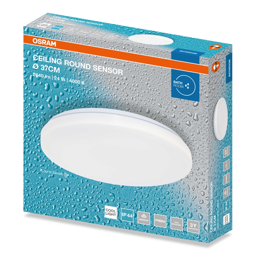 Osram - LED plafondlamp voor de badkamer met schemersensor CEILING ROUND LED/24W/230V 4000K pr. 37 cm IP44 wit