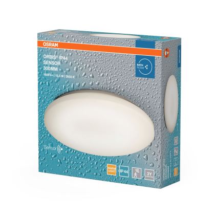 Osram - LED plafondlamp voor de badkamer met bewegings- en schemersensor ORBIS LED/15,5W/230V Ø 30 cm IP44 wit