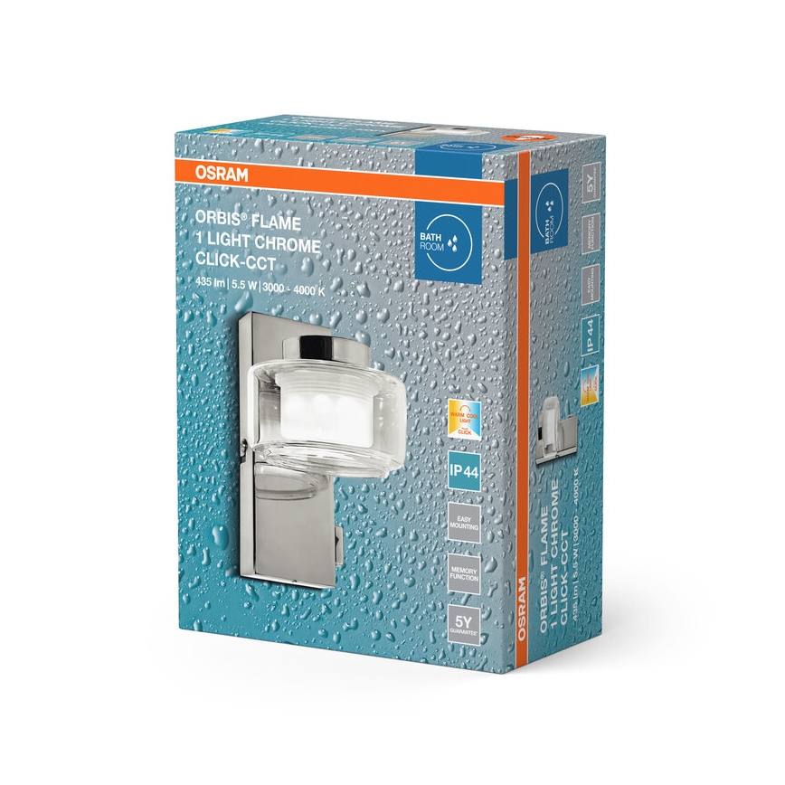 Osram - LED-wandlamp voor de badkamer ORBIS FLAME LED/5,5W/230V 3000/4000K IP44 glanzend chroom