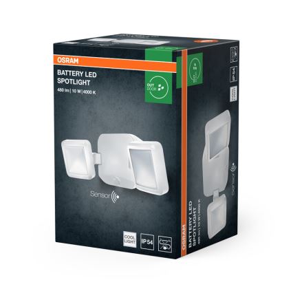 Osram - LED buitenwandspot met sensor BATTERY 2xLED/5W/4xD IP54