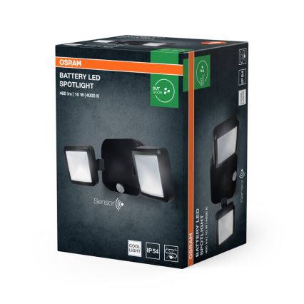 Osram - LED buitenwandstraler met sensor BATTERY 2xLED/5W/4xD IP54