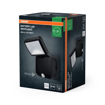 Osram - LED buitenwandstraler met sensor BATTERY LED/4W/4xD IP54
