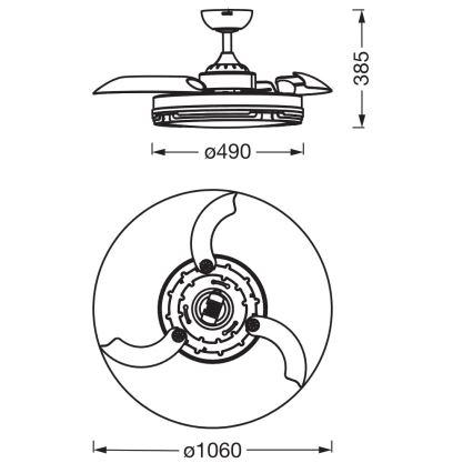 Osram - LED dimbare plafondlamp met ventilator LEVECHE LED/36W/230V 3000/4000/6500K + afstandsbediening