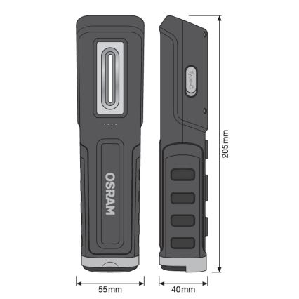 Osram - LED-dimbare oplaadbare inspectielamp LEDINSPECT WIRE-FREE PRO 600 LED/5W/3,7V IP54