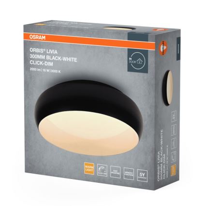 Osram - LED-dimbare plafondlamp ORBIS LIVIA LED/16W/230V Ø 30 cm zwart/wit