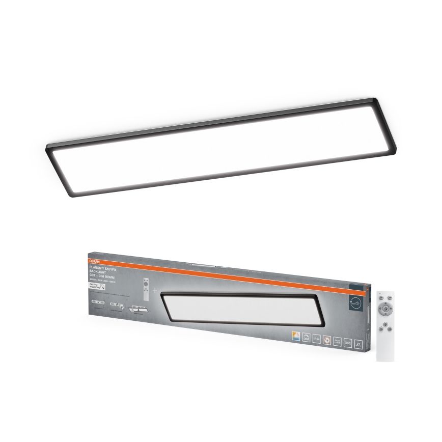 Osram - Dimbare plafondlamp voor de badkamer PLANON EASYFIX LED/30W/230V 2600-6000K 20x98 cm IP54 zwart + afstandsbediening