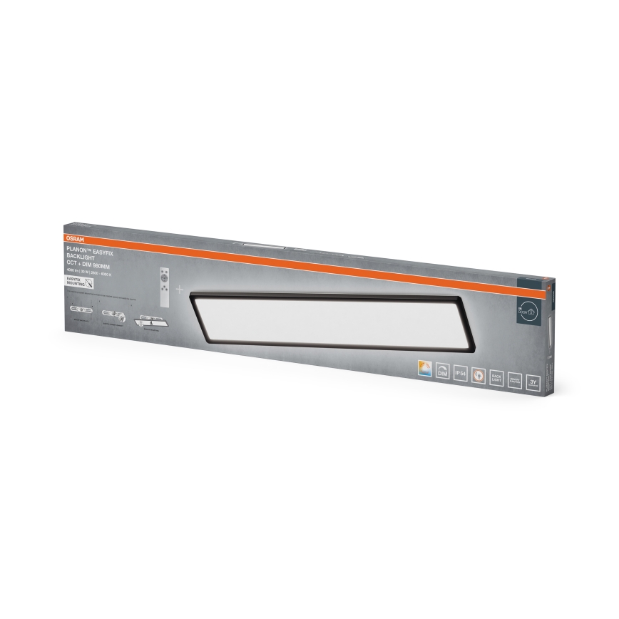 Osram - Dimbare plafondlamp voor de badkamer PLANON EASYFIX LED/30W/230V 2600-6000K 20x98 cm IP54 zwart + afstandsbediening