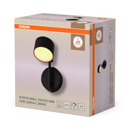 Osram - LED dimbare wandlamp met touchbediening DECOR KYOTO LED/12W/230V CRI 90 zwart